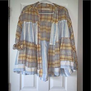 Free people button up plaid blouse